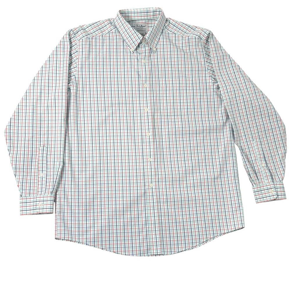 LL Bean Traditional Fit Button Down Shirt Mens Size 16-34 Plaid Cotton Classic‎